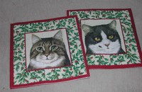 Kleine Servietten Weihnacht 4 Katzen-Porträt beige 